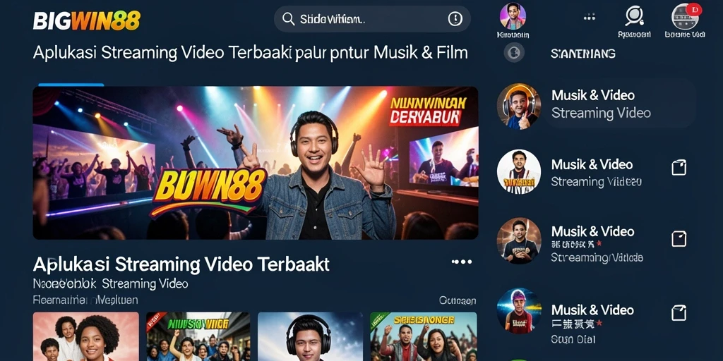 Tampilan antarmuka aplikasi BIGWIN88 dengan fitur Streaming Video yang menarik.
