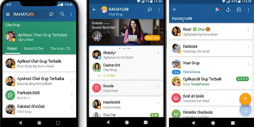 Antarmuka RAHAYU88 menampilkan fitur Chat Grup yang mudah digunakan.