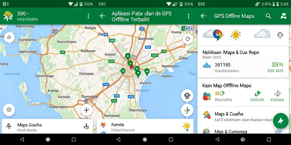Antarmuka S80 yang menampilkan berbagai fungsi GPS Offline Maps.
