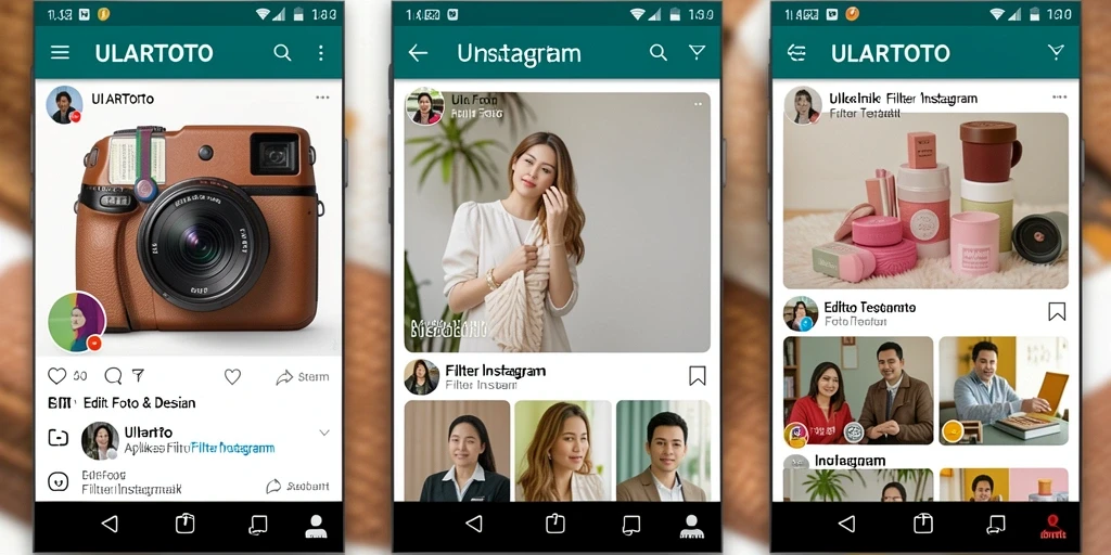 Antarmuka ULARTOTO menunjukkan berbagai pilihan filter untuk foto Instagram.