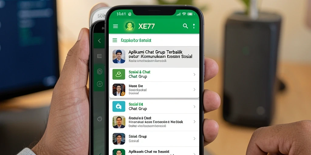 Antarmuka XE77 menampilkan fungsi Chat Grup yang menarik.